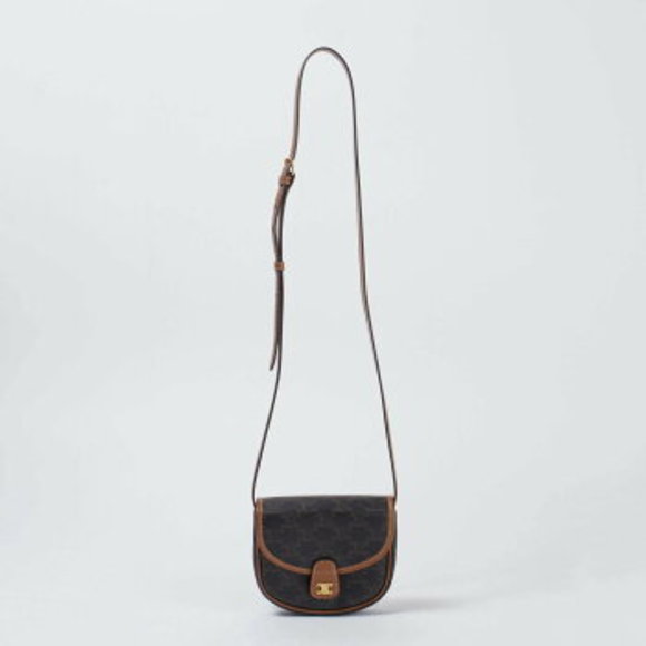 Celine Handbags - Celine Bouzas Claire Triomphe Canvas Calfskin Shoulder Bag